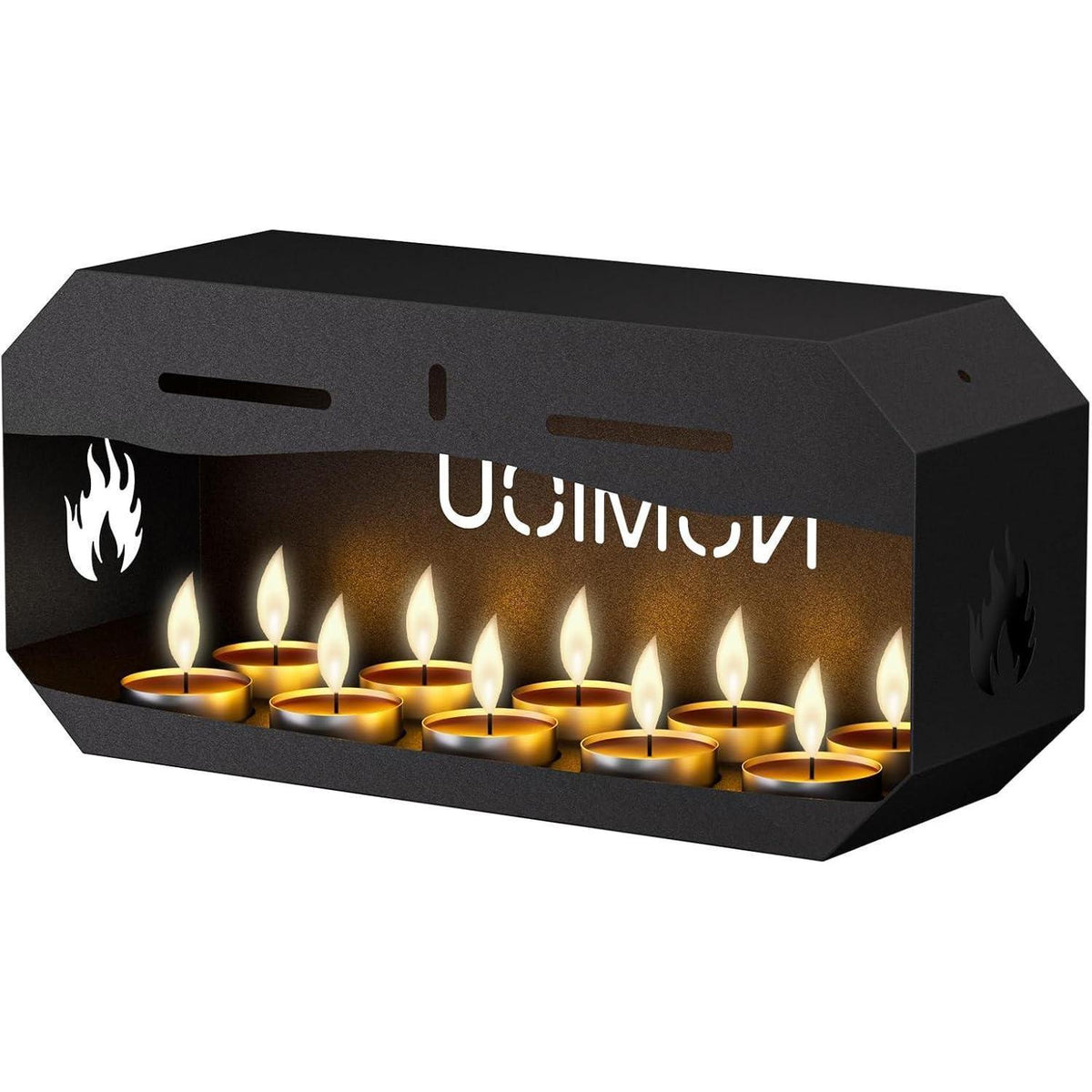Teelichtofen Metall für 10 Teelichter | Schwarz | 31cm