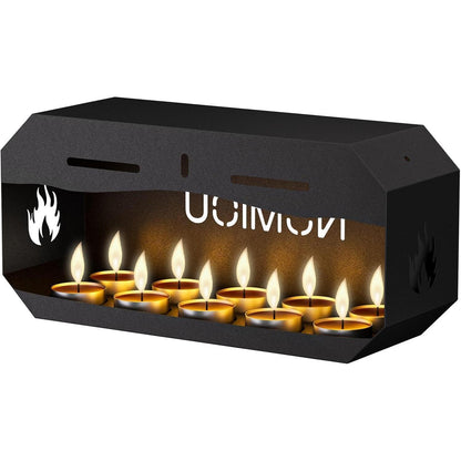 Teelichtofen Metall für 10 Teelichter | Schwarz | 31cm