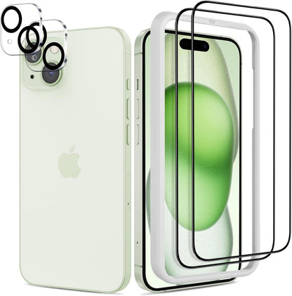 Panzer Schutz Glas für iPhone 15 [3D Full Screen] mit Kamera