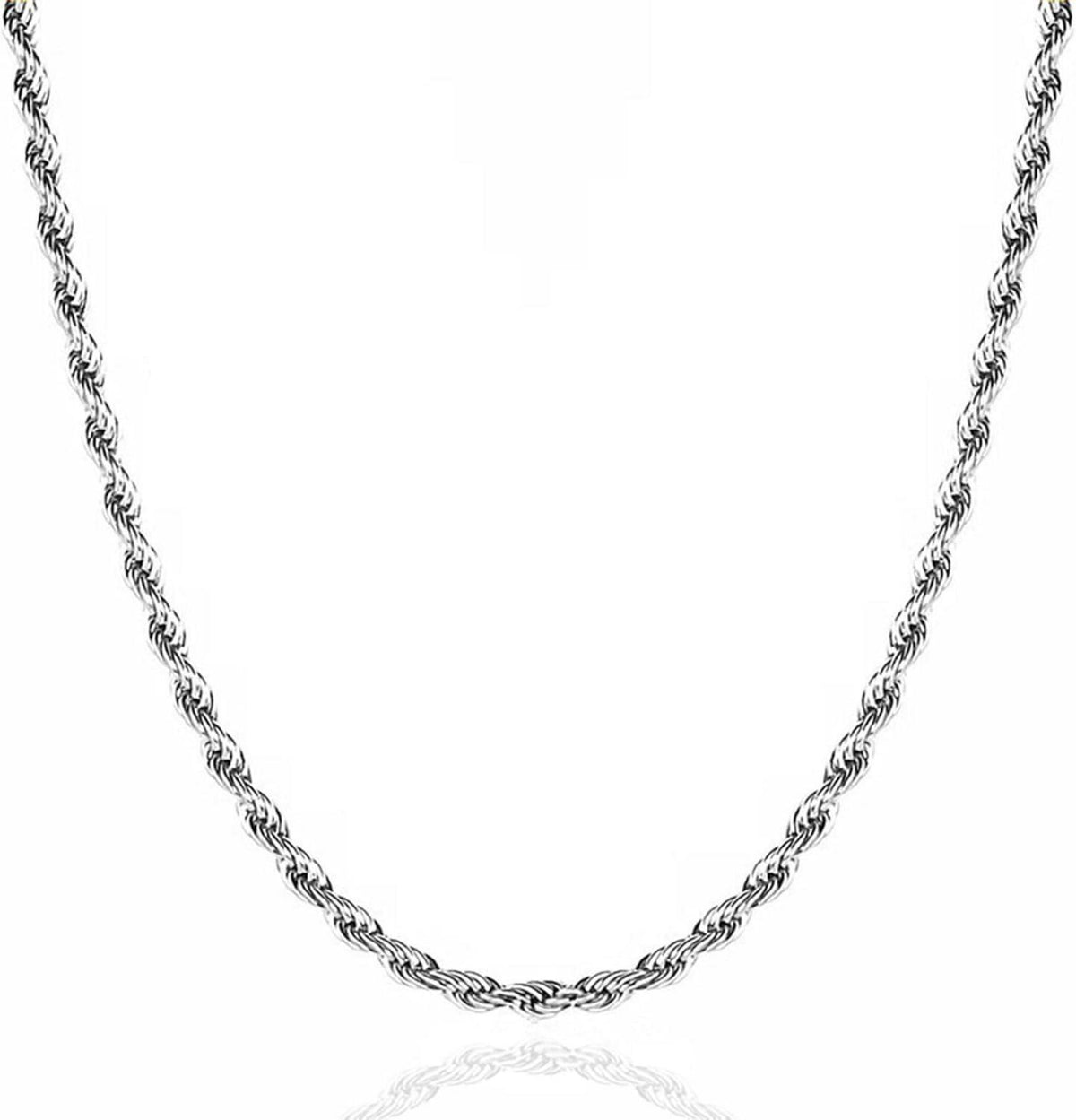 Verdrehte Edelstahl Halskette Silber Seilkette 6mm 66cm