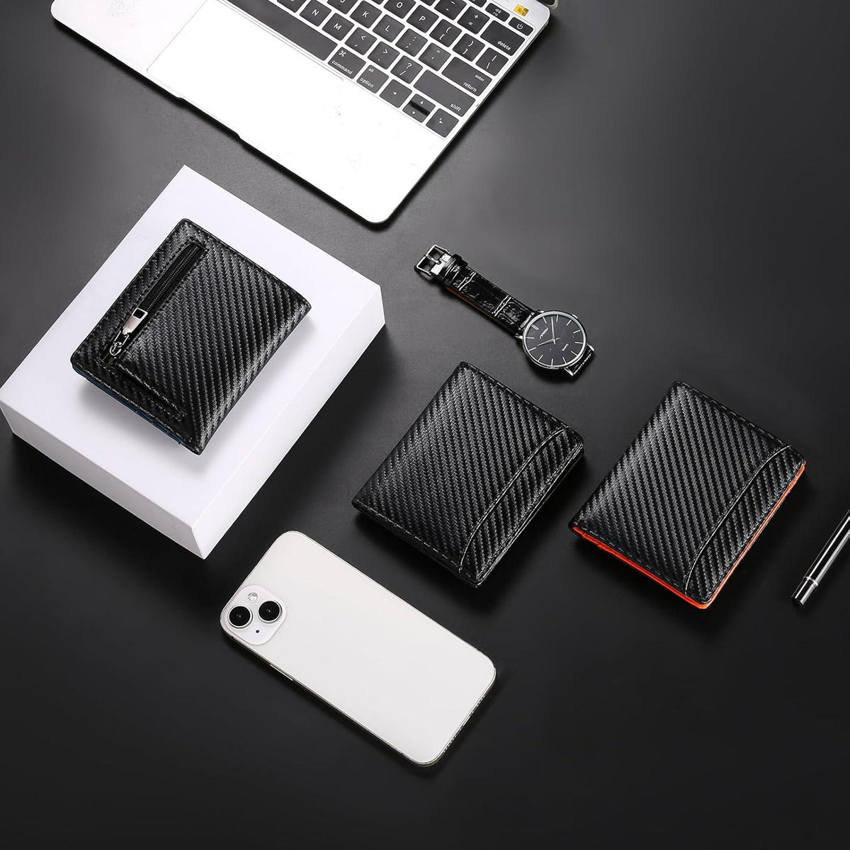 GAEKEAO Herren Geldbörse Slim Wallet RFID Schutz mit Münzfach Schwarz