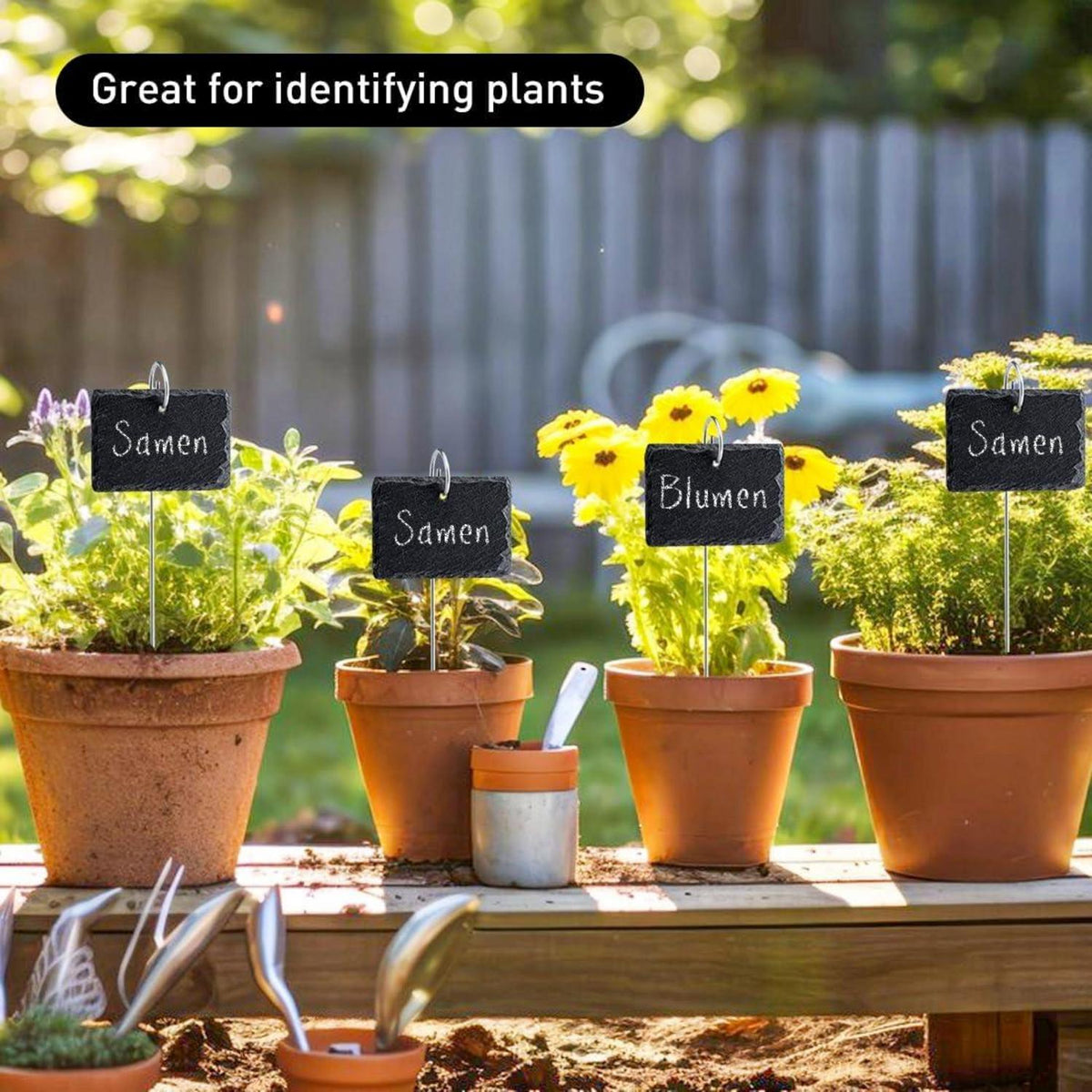 Pflanzenschilder Schiefer Beschriften 10er Set Kreidestift Garten 10x7