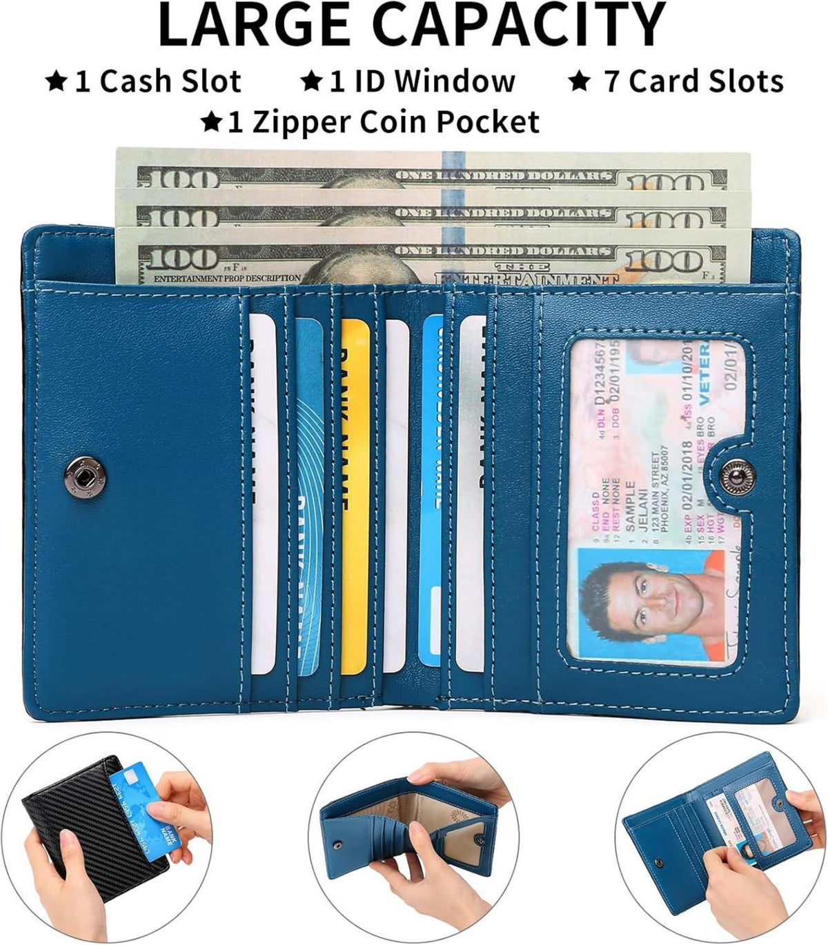 GAEKEAO RFID Herren Geldbörse Slim Wallet Münzfach Schwarz