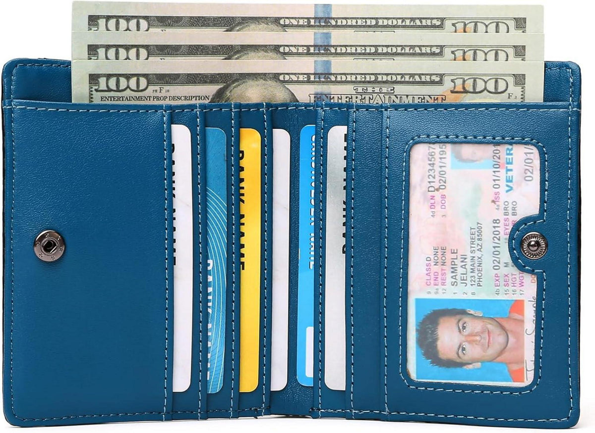 RFID Slim Wallet Herren Münzfach Portemonnaie Schwarz Blau