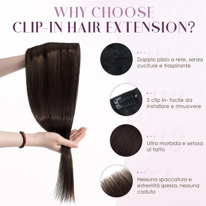 Clip-in Echthaarverlängerung Dunkelbraun 50cm