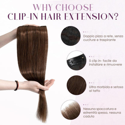 Clip-in Echthaarverlängerung Mittelbraun 35cm