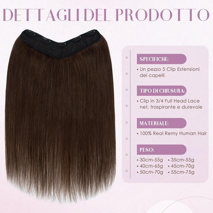 Clip-in Echthaarverlängerung #4 Mittelbraun 50cm Remy Haar