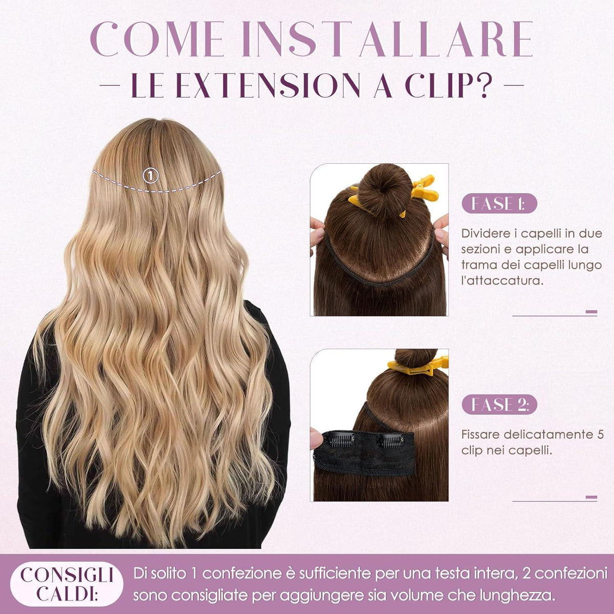 Clip-in Echthaarverlängerung #4 Mittelbraun 50cm Remy Haar