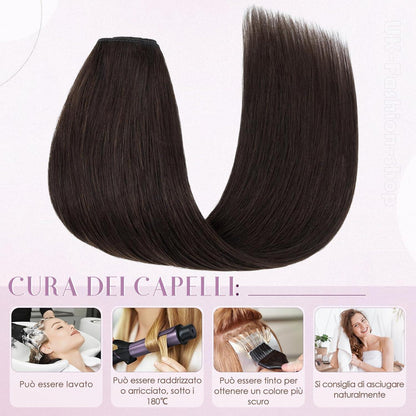 Clip-in Haarverlängerung Dunkelbraun, 40cm Remy Echthaar