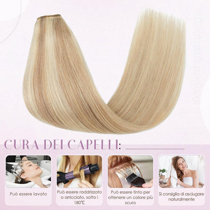 Echthaar Clip-Ins Blond 40cm – Remy Haarverlängerung #18/613