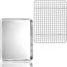 Backblech mit Abkühlgitter aus Edelstahl, Backform Set, 31,4 x 24,6 cm