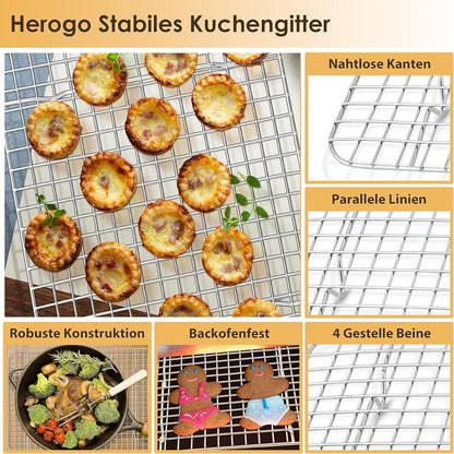 Backblech mit Abkühlgitter aus Edelstahl, Backform Set, 31,4 x 24,6 cm