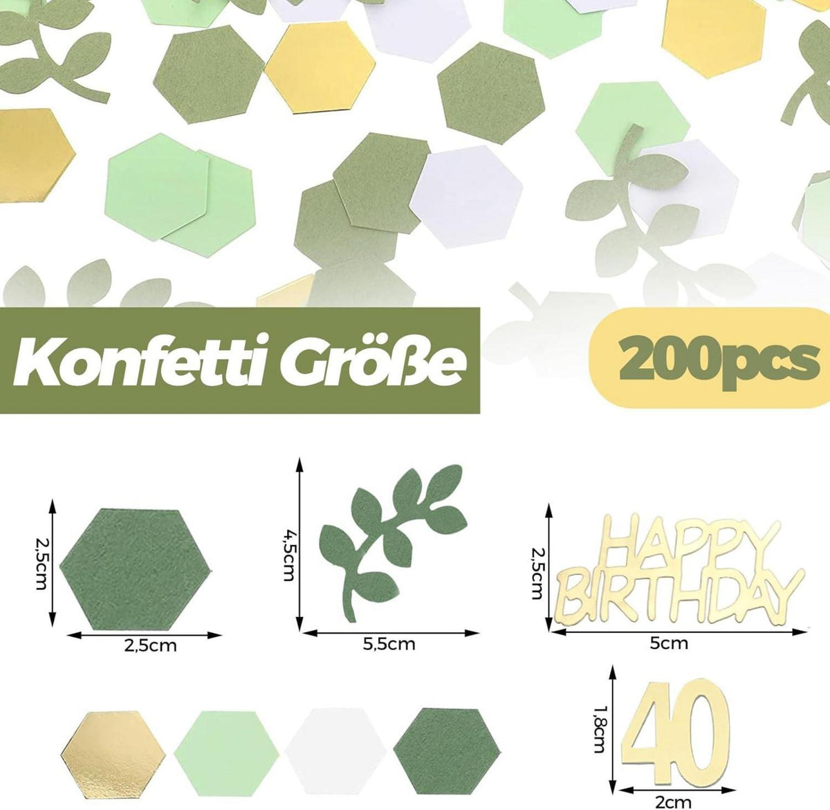 Konfetti 40 Geburtstag Grün Gold 200 Stück Tischdeko Männer
