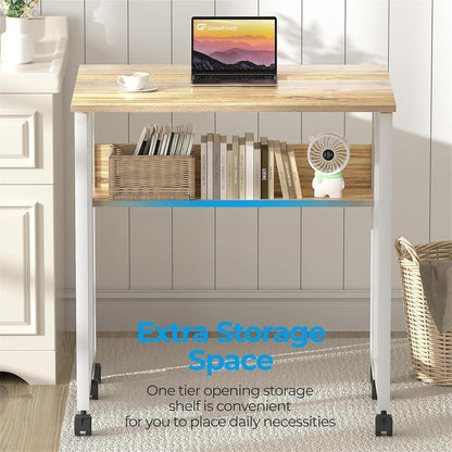 Klapptisch mit Rollen, 80cm, Beige, Stauraum