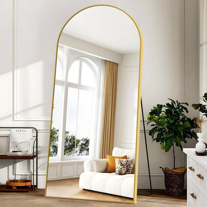 Großer Gewölbter Standspiegel mit Goldrahmen – 192x85 cm