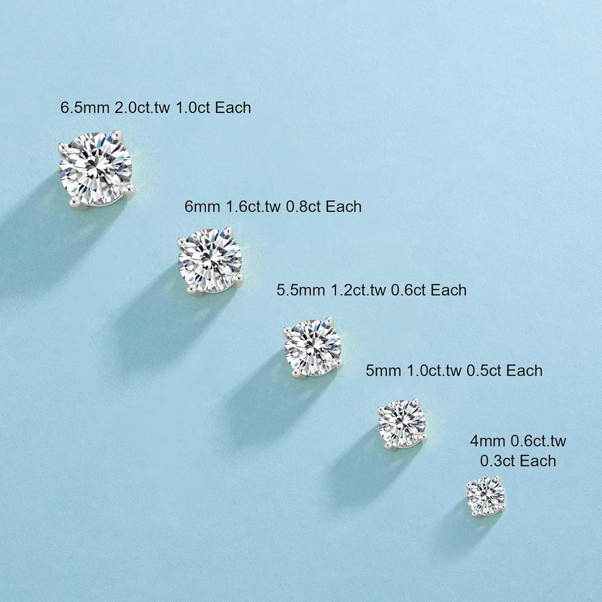 Moissanite Ohrringe Silber 925 Damen 3,0 ct Diamant Ohrstecker VVS1 D 7,5 mm