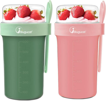 Müslibecher to Go 2er Set, Joghurtbecher 760ml+230ml, Becher mit