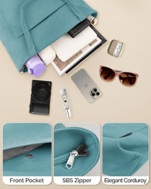 Große Cord Handtasche Damen - Tote Bag Shopper Türkis