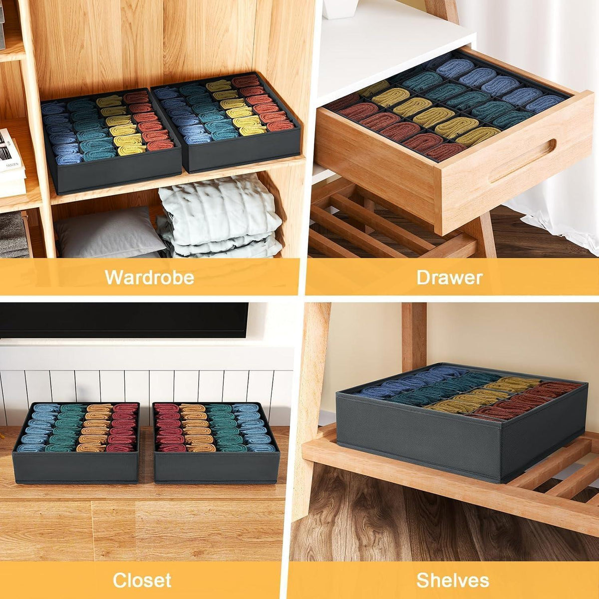 Faltbare Aufbewahrungsbox 24 Zellen – Socken & Unterwäsche Organizer