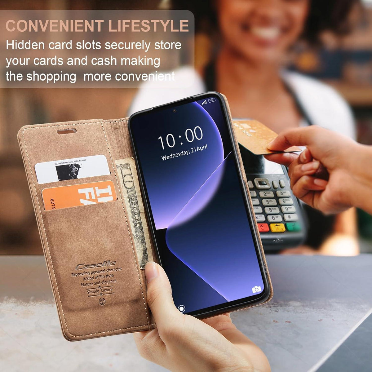 Xiaomi 13T/13T Pro Handyhülle Premium Leder Klapphülle Braun