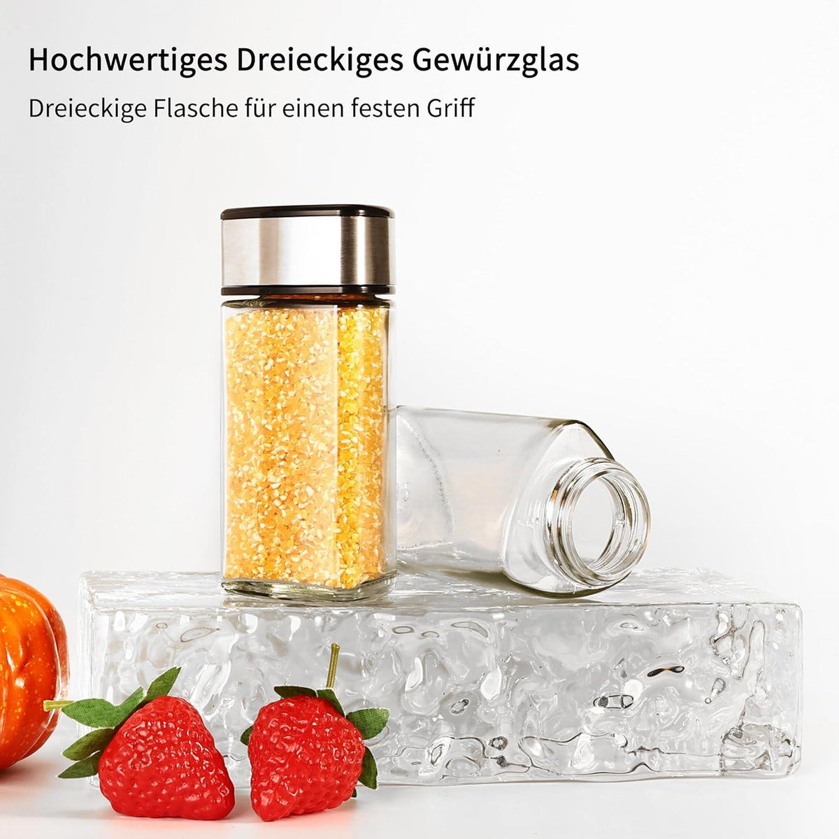 6er Set Gewürzgläser Dreiecksform 100 ml Schwarz9045