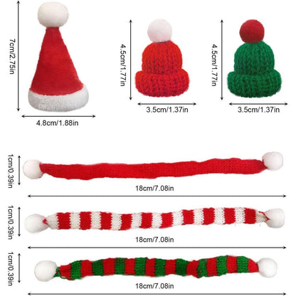 18-teiliges Mini-Weihnachtsdeko Set: Mützen & Schals für Festliche Tischdeko