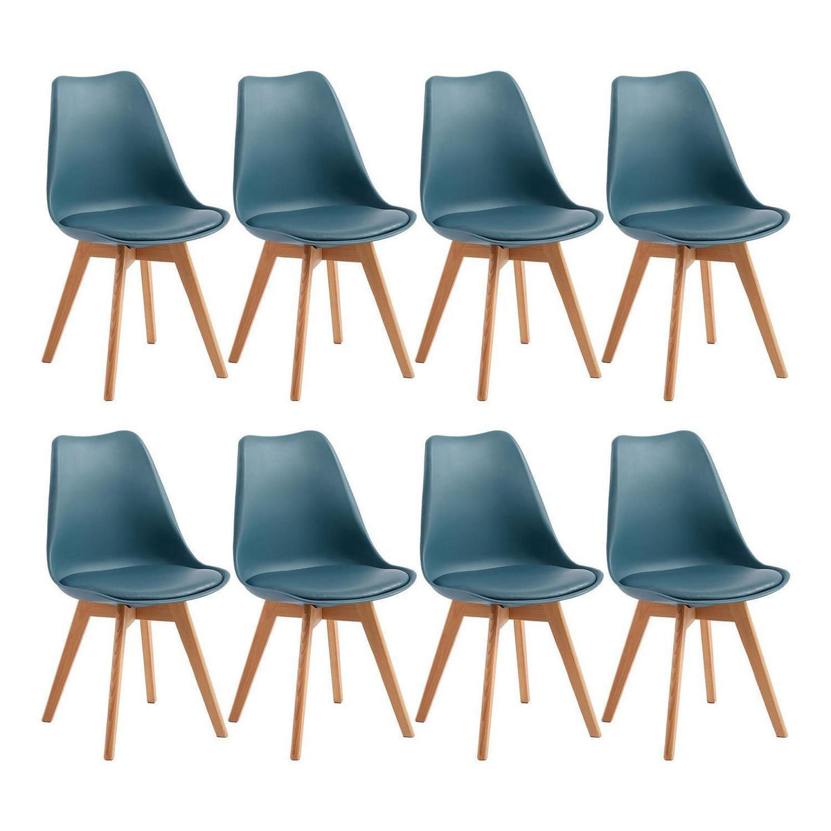 Esszimmerstühle Set 8 Buche Holz, Skandinavisch Morandi Dunkelblau