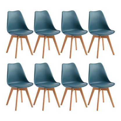Esszimmerstühle Set 8 Buche Holz, Skandinavisch Morandi Dunkelblau