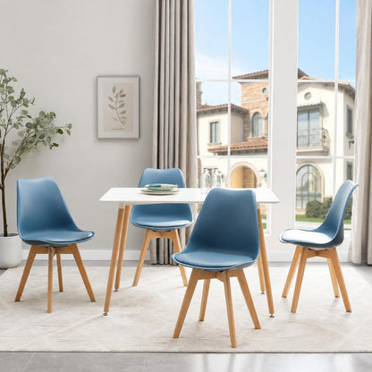 Esszimmerstühle Set 8 Buche Holz, Skandinavisch Morandi Dunkelblau
