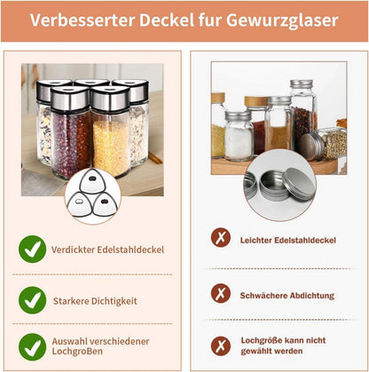 Gewürzgläser Set Herzform 24 Gläser 100ml Drehdeckel Gourmets - Schwarz