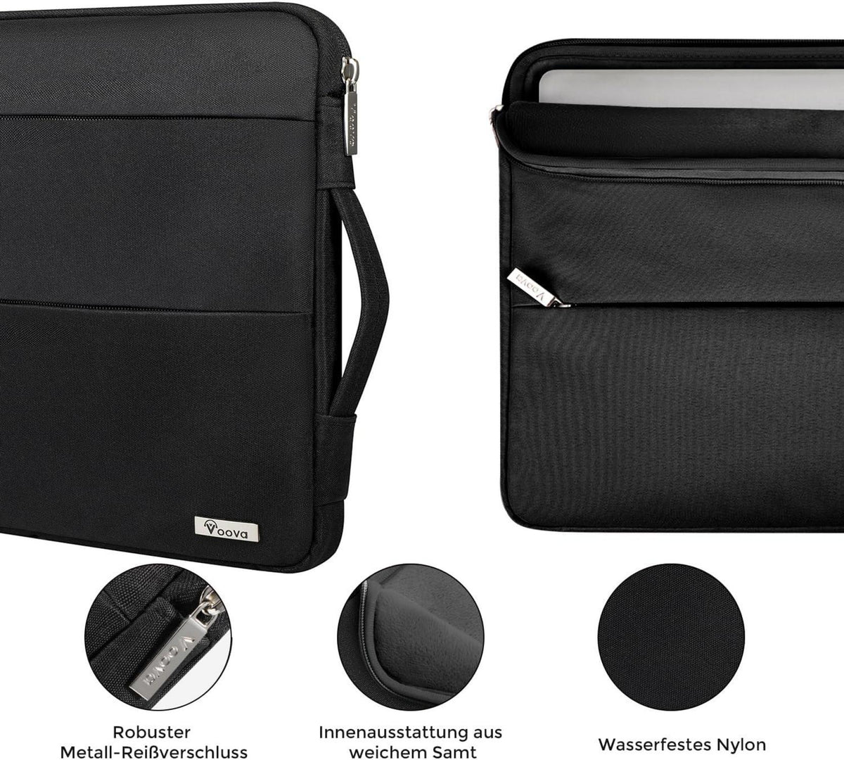 Voova 15,6-16 Zoll Laptop Hülle Sleeve Case Schutzhülle Schwarz