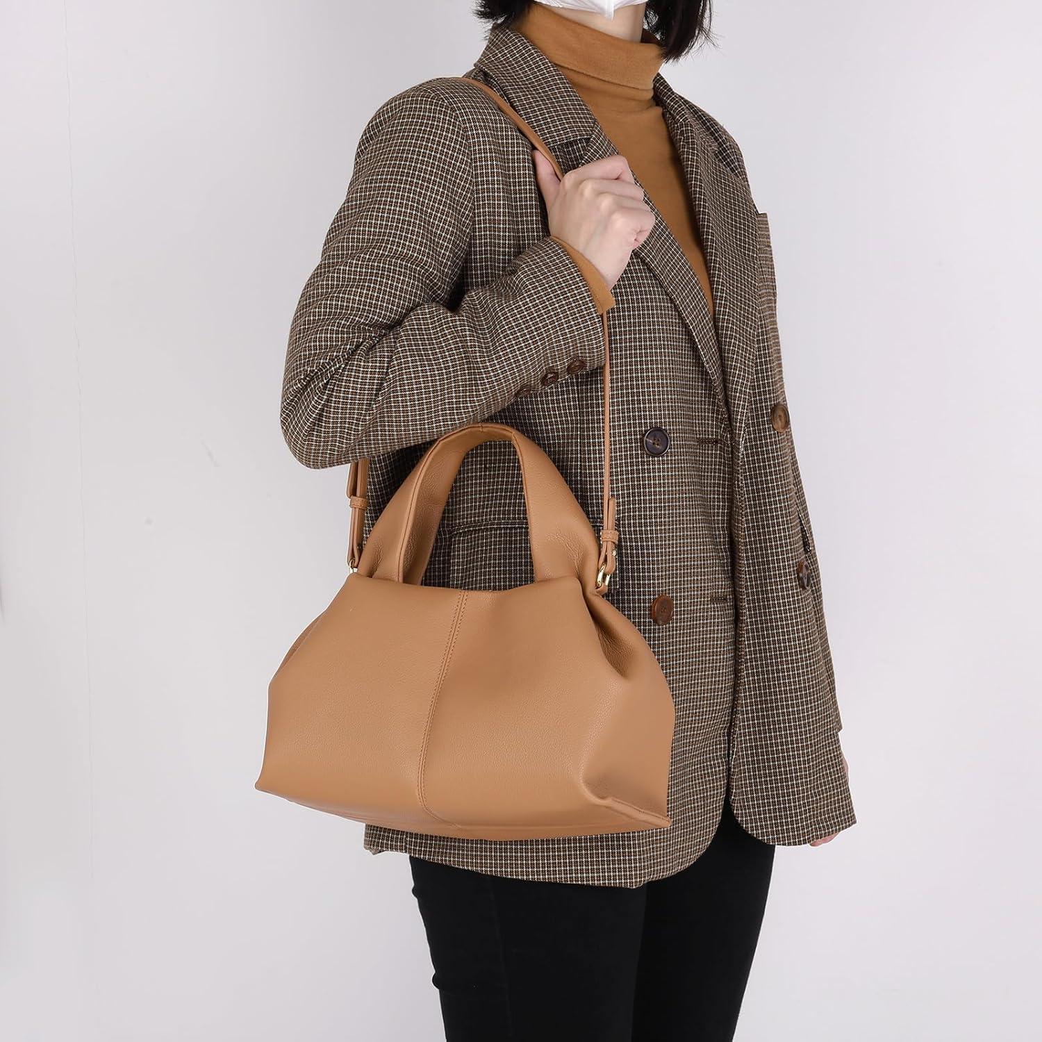 TIAASTAP kleine Vintage Handtasche Damen PU Leder Umhängetasche Braun