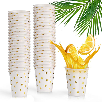 Pappbecher Gold Dot 250ml Einweg 80 Stück, Party Hochzeit