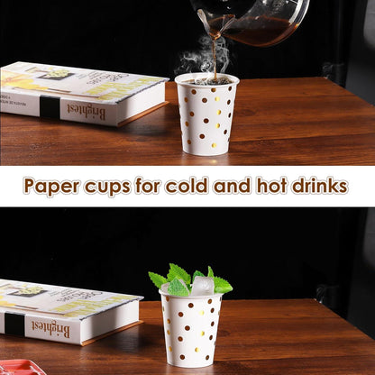 Hejo 80er Gold Dot Pappbecher 250ml für Hochzeit und Party