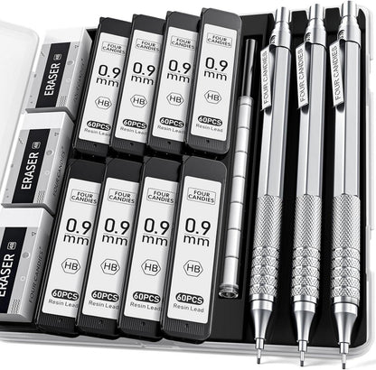Druckbleistift-Set 0,9 mm mit Metallgehäuse und 480 Stück
