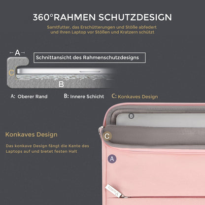 Voova Laptophülle 15-Zoll MacBook Air 15 Schutzhülle Laptoptasche Rosa