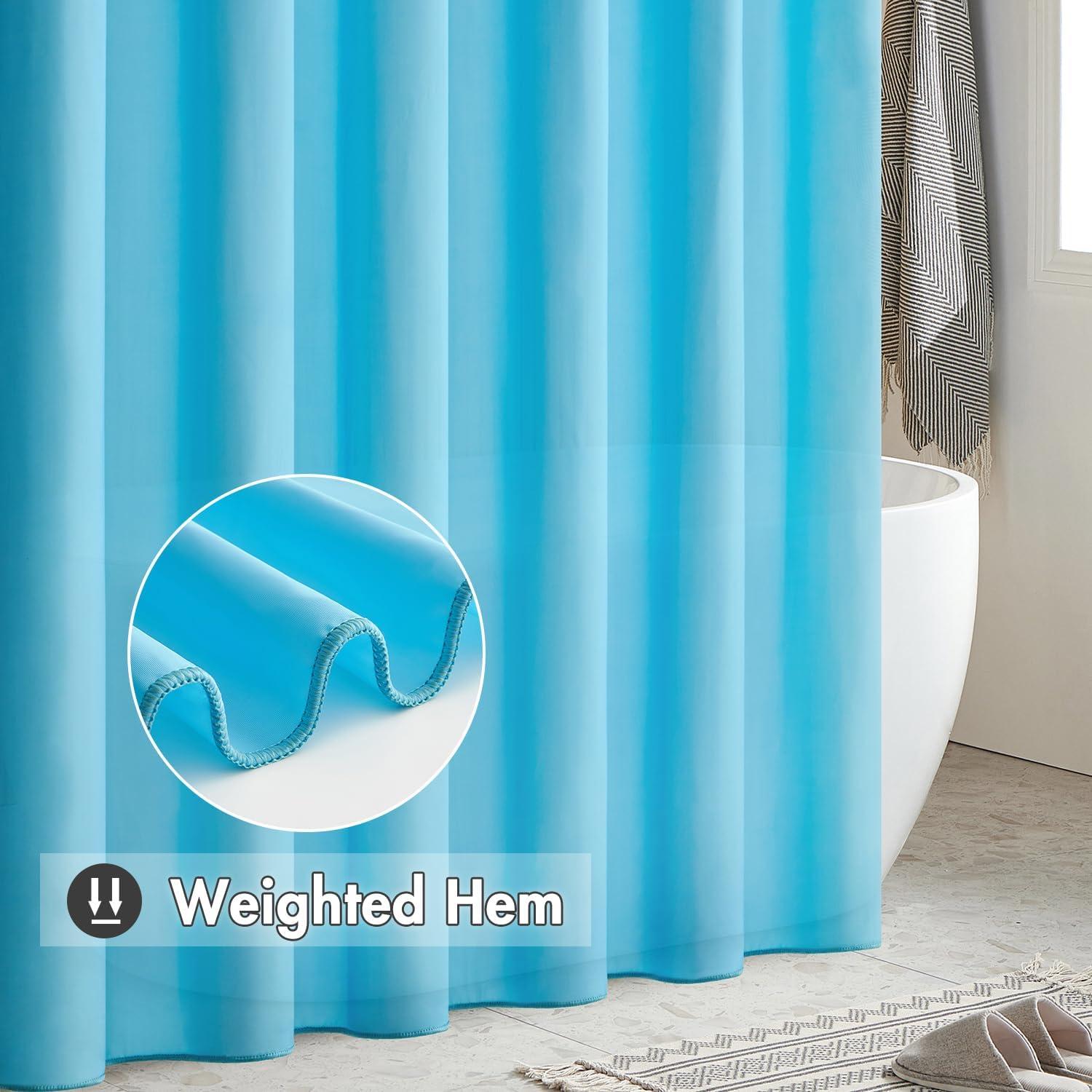 Duschvorhang 200x240cm Hellblau Wasserdicht mit Bleistreifen, 100% Polyester, 14