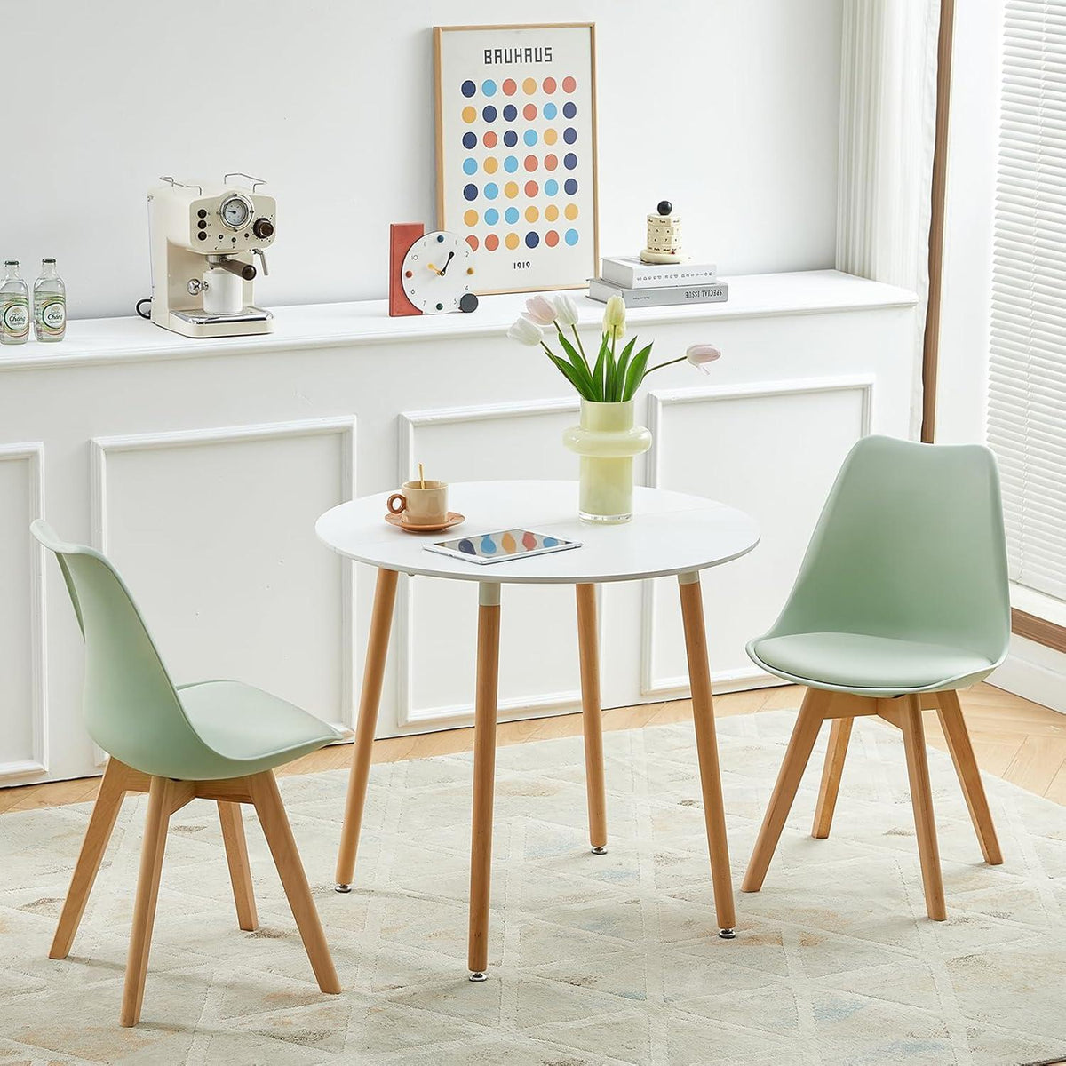 Esszimmerstuhl Set 8er – Skandinavisch, Eiscreme Grün
