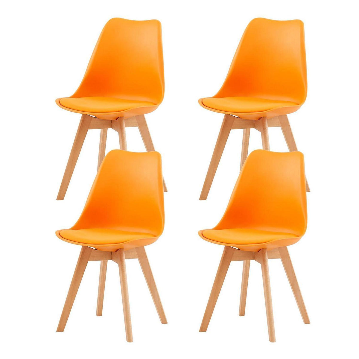Esszimmerstühle Set 4 – Skandinavisch, Orange & Massivholz