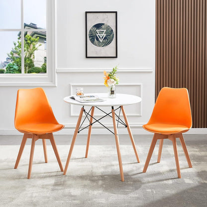 Esszimmerstühle Set 4 – Skandinavisch, Orange & Massivholz