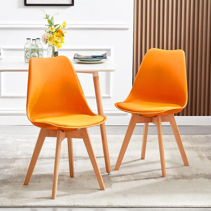 Esszimmerstühle Set 4 – Skandinavisch, Orange & Massivholz