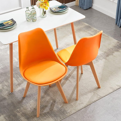 Esszimmerstühle Set 4 – Skandinavisch, Orange & Massivholz