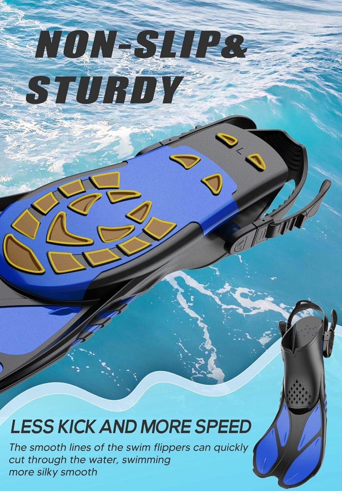 Lealinga Schwimmflossen Verstellbar Unisex Taucherflossen Netztasche S/M