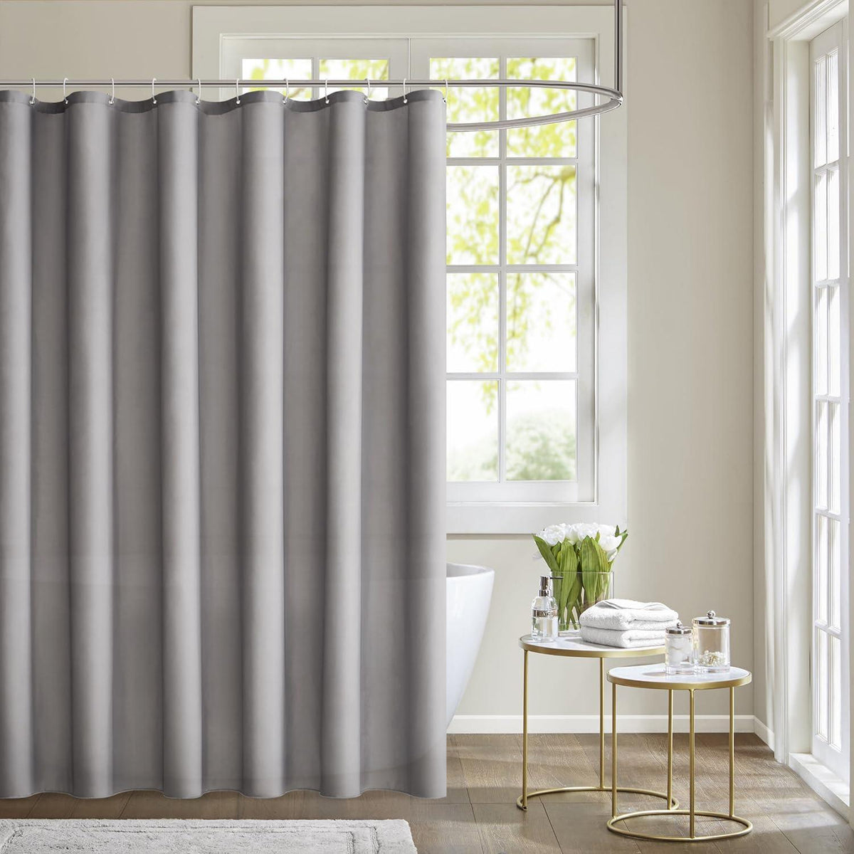 MIULEE Duschvorhang 180x180cm Grau Wasserfest Anti-schimmel