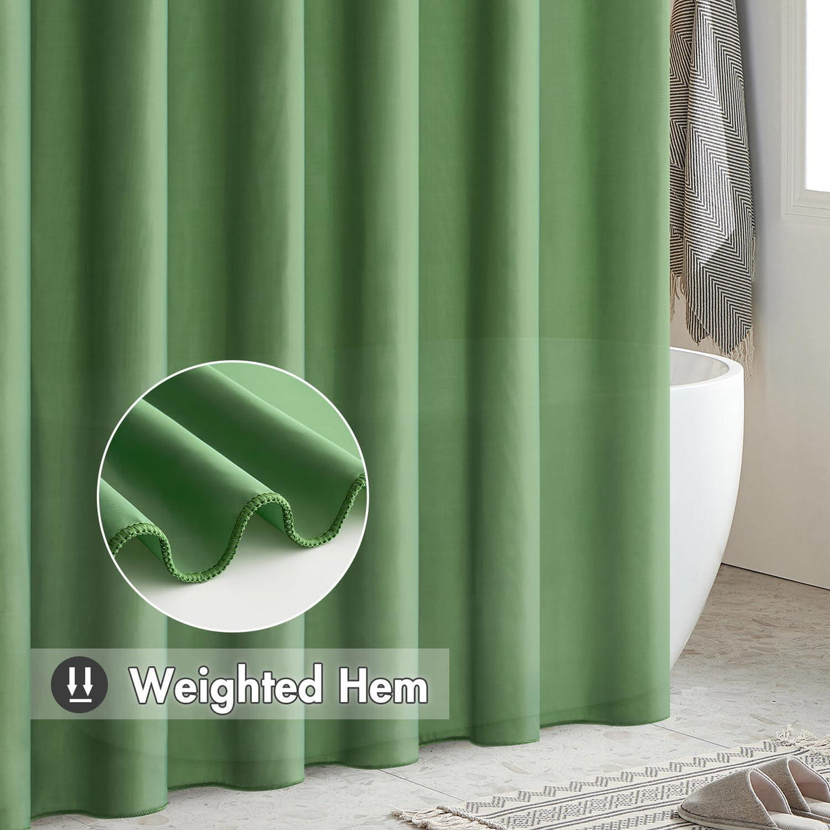 Duschvorhang 200x240cm Grün Wasserdicht Anti-schimmel Textil Waschbar