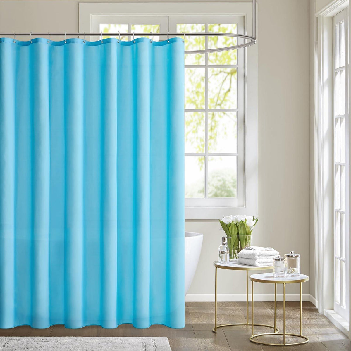 Duschvorhang 240x200cm Hellblau Wasserdicht Anti-Schimmel