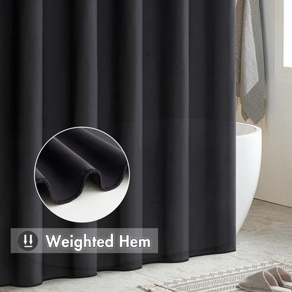 Duschvorhang 240x200cm Schwarz Wasserdicht Anti-Schimmel Textil mit 16 Ringen