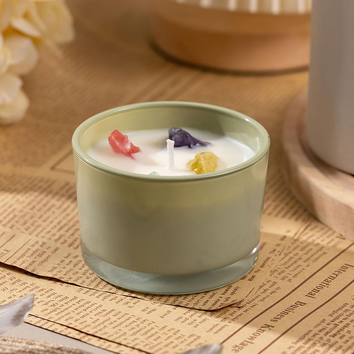 Duftkerze im Glas Blumenduft mit Kristallstein 270g bis zu 20h