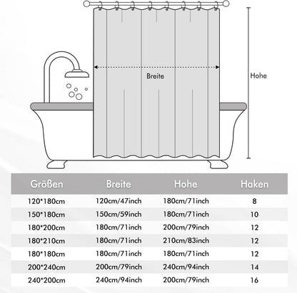Duschvorhang 180x210cm Dunkelgrau Wasserdicht Anti-schimmel Textil waschbar