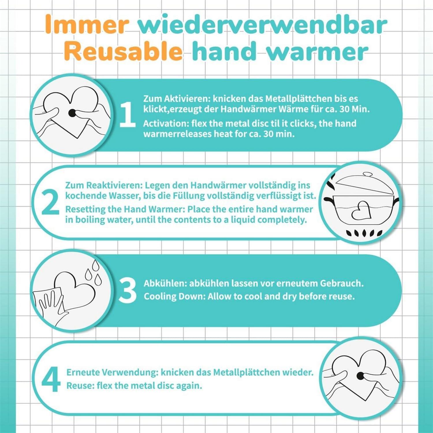 4er Set Einhorn Taschenwärmer Handwärmer für Kinder, wiederverwendbar